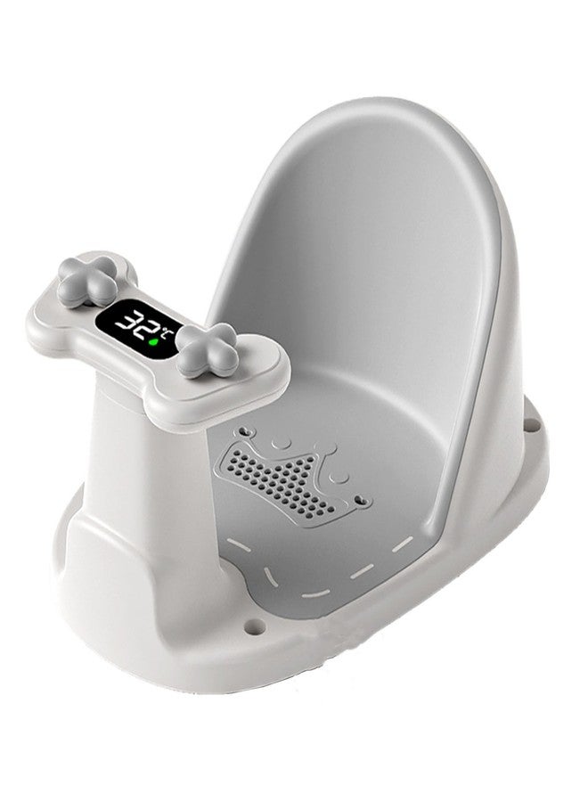 Neurora Baby Bath Seat for Babies 6 Months & Up - Bathtub Seats for Babies Sitting Up, Non-Slip,Smart Real-Time Temperature& 4 Suction Cups(Grey) - Image 1